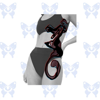 Diseño de tatuaje suminagashi cósmico blackwork