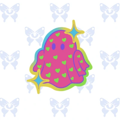 Diseño de tatuaje fantasma kawaii psicodelico full color