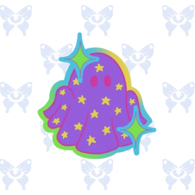 Diseño de tatuaje fantasma kawaii psicodelico full color