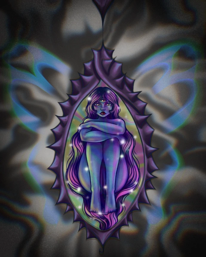 Ilustración digital cósmico psicodelico kawaii gratis