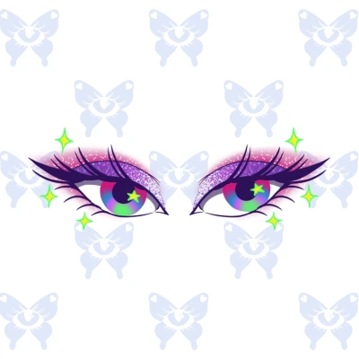 Diseño de tatuaje ojos kawaii psicodelico full color